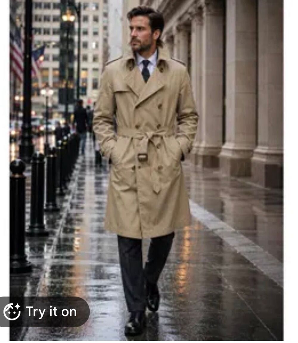 CHARLES TYRWHITT Khaki Tailored Fit Summer Trench Coat-44R